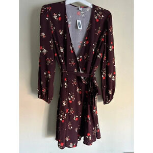 Old Navy Women’s Floral Wrap Dress Long Sleeves Large NWT